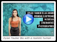A 3D avatar with a short bio by Dylan Tauber